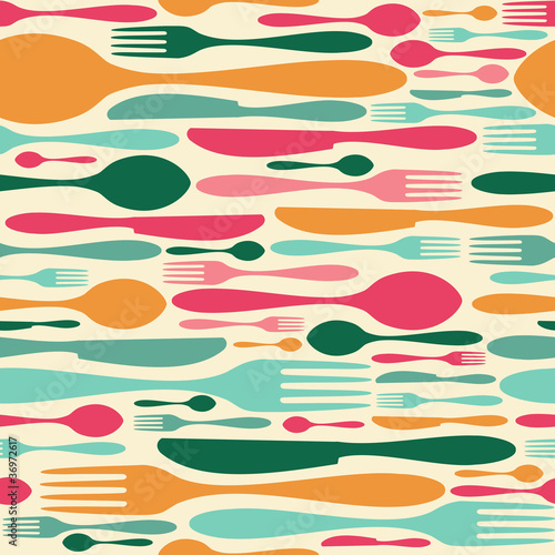 Retro cutlery pattern background