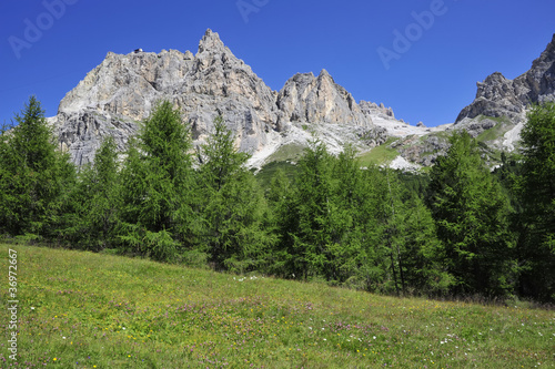 Scenic mountain landscape in Italian Dolomites.