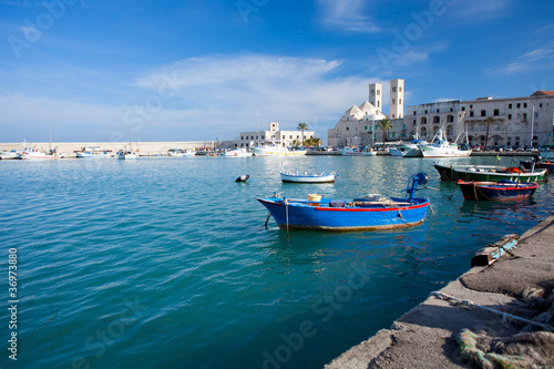 Fotografie Molfetta Harbor with Duomo - Apulia, Italy