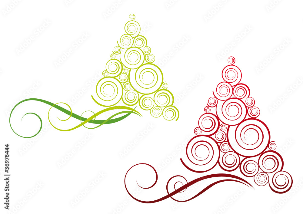 Alberi Di Natale Stilizzati Con Luci Vettoriale Stock Alberi di Natale stilizzati | Adobe Stock