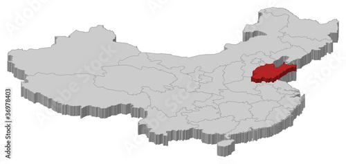 Map of China, Shandong highlighted