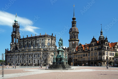 Church, Monument to King John and Dresden Castle. Germany