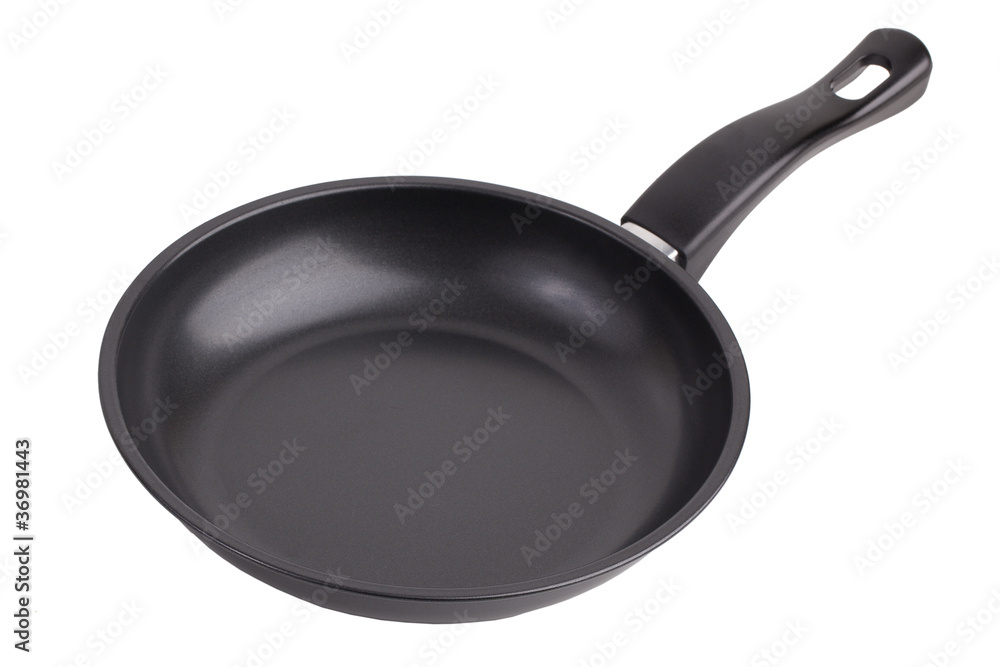 A small pan with a plastic handle A small pan with a plastic handle