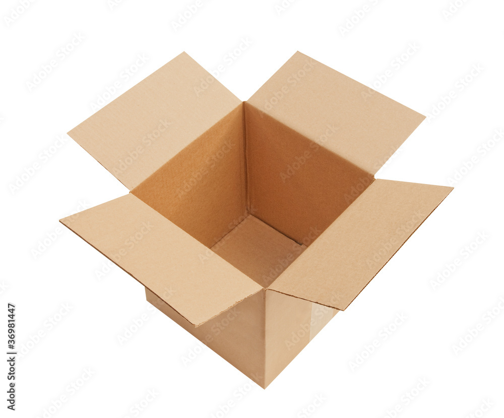 Open cardboard box, isolated Open cardboard box, isolated