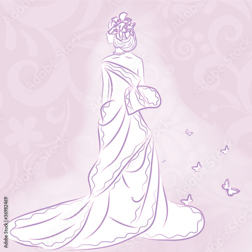 Beautiful bride  wedding card concept