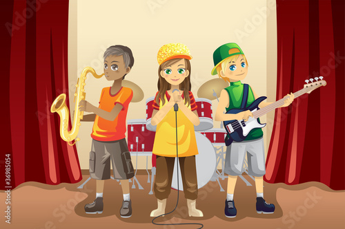 Little kids in music band