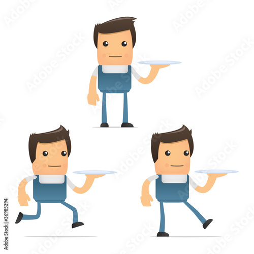 set of funny cartoon mechanic