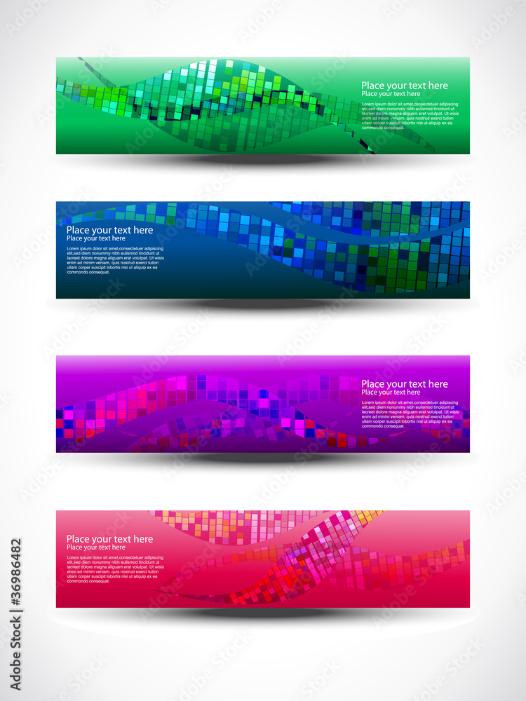 vector abstract header set of four