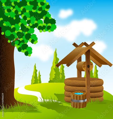wooden well