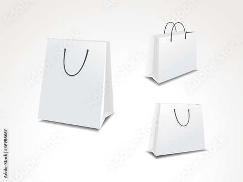 Tableau sur toile illustration set of three paper shopping bags.