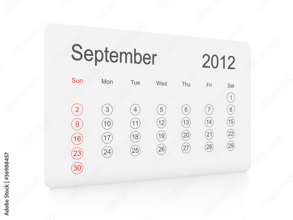 September 12 Simple Calendar On A White Background Stock Illustration Adobe Stock September 12 Simple Calendar On A White Background Stock Illustration Adobe Stock
