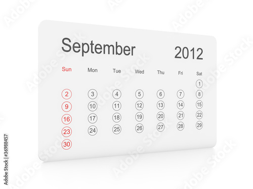 September 12 Simple Calendar On A White Background Stock Illustration Adobe Stock