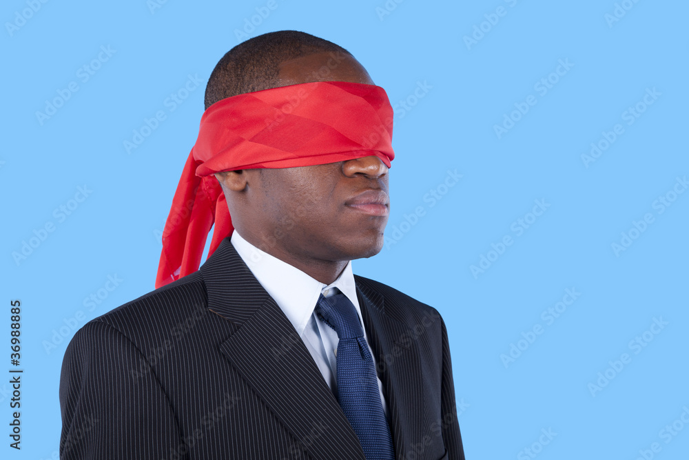 blindfold african businessman