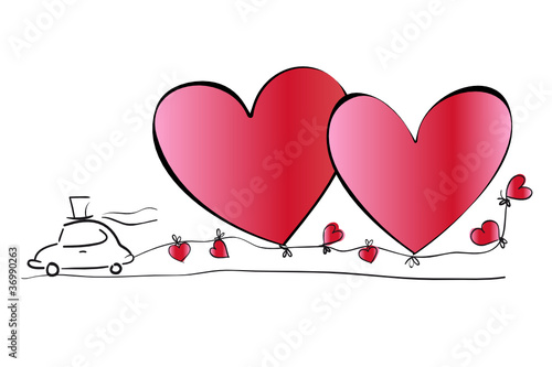 Hochzeitskarte mit zwei Herzen