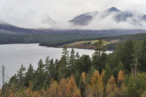 Lake Atnesjön with Rondane National Park