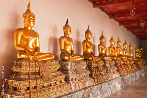 Ror of Buddha statue at thai temple,Bangkok,Thailand.