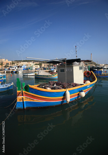 The maltese fishing village  colorful boats