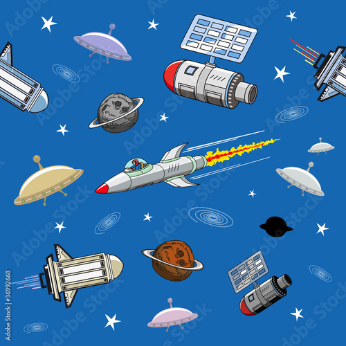 Space elements Wallpaper. Seamless pattern.