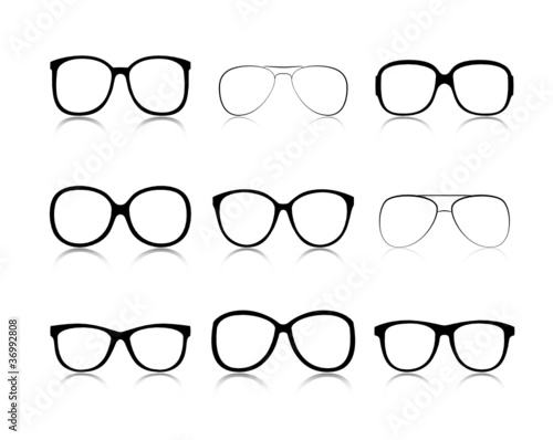 Vector icons set black Eye glasses