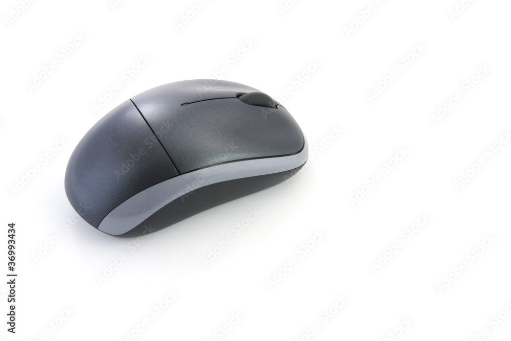 black wireless computer mouse on white background black wireless computer mouse on white background