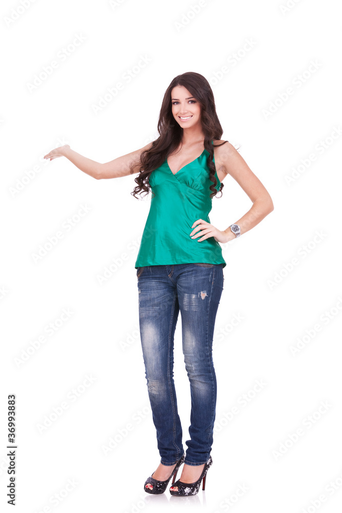 Cute female student presenting Cute female student presenting