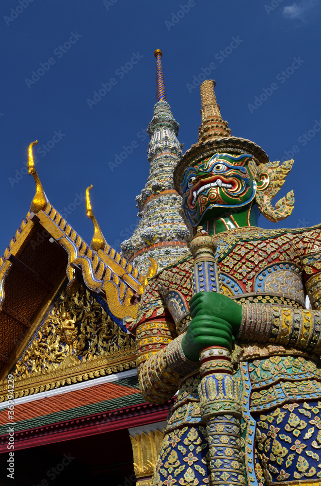 giant, gable and pagoda at temple of emerald buddha