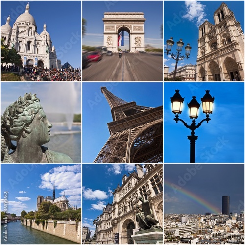 Canvas Print Collage monuments de Paris