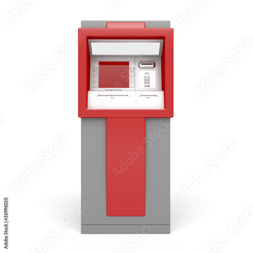 ATM on white background