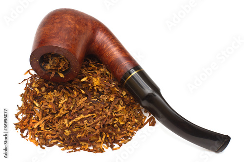 Smoking pipe with tobacco, isolated