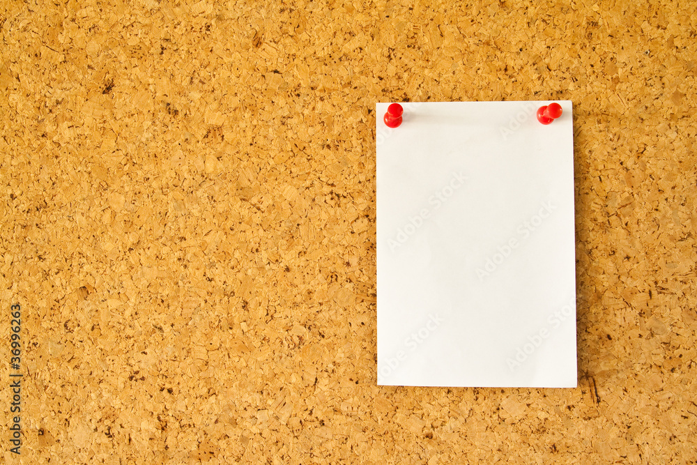Paper on the cork board Paper on the cork board