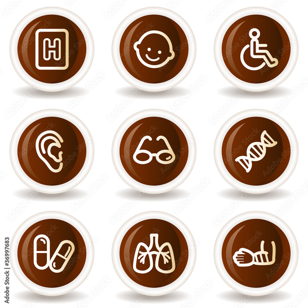 Medicine web icons set 2, chocolate buttons