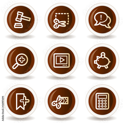 Shopping web icons set 3, chocolate buttons