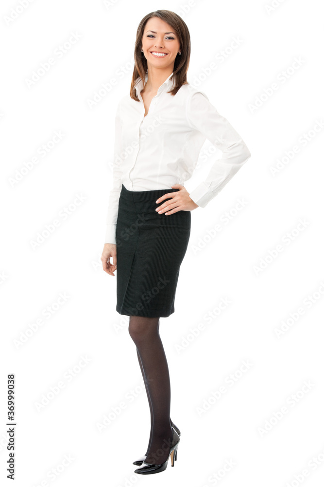 Happy smiling business woman, over white Happy smiling business woman, over white