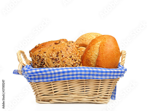 Bread and rolls in a bread basket