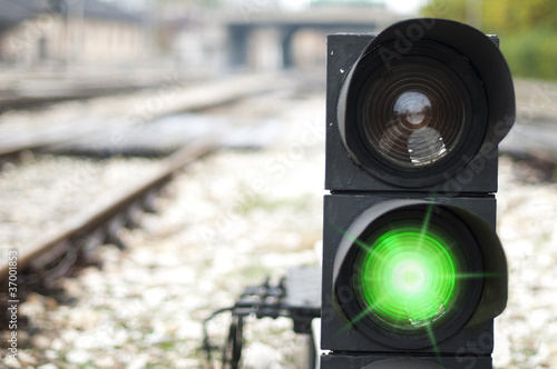 Traffic light shows green signal photo