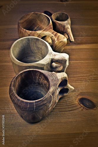 Wooden coffee cups or guksi