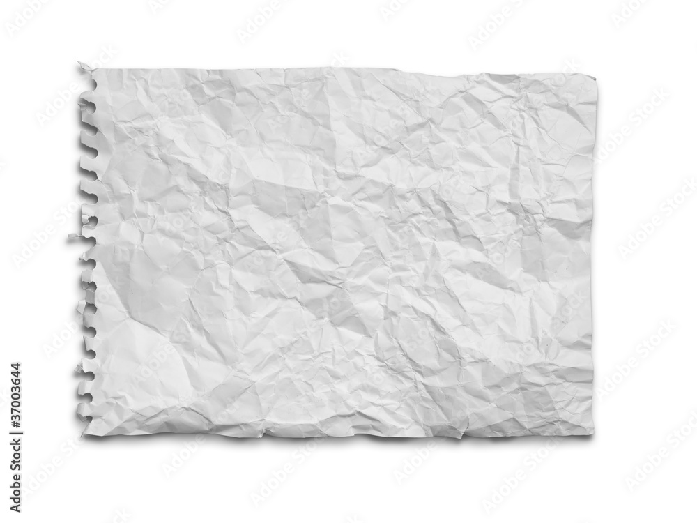 Crumpled white paper from the notebook Crumpled white paper from the notebook