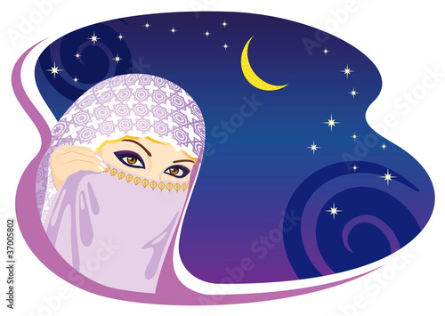 Muslim woman and arabian night.