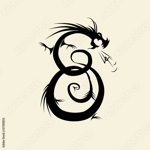Number eight made from dragon