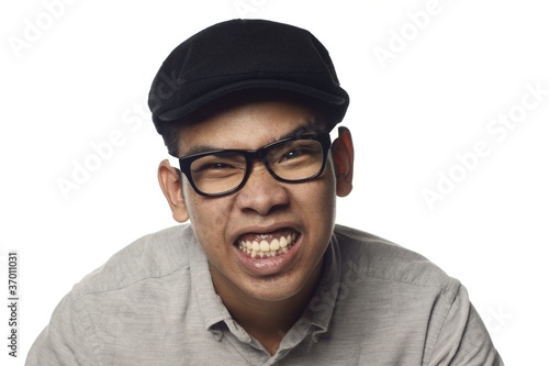 Angry Malay Man Showing Teeth On White Stock Photo Adobe Stock