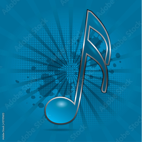 Musical note symbol blue dynamic background