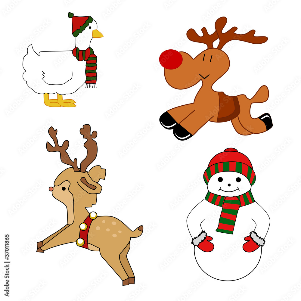 Set of isolated Christmas animals