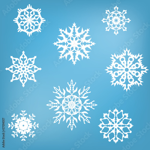 Eight white snowflakes