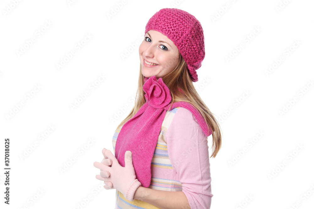 winter young woman - isolated on white winter young woman - isolated on white