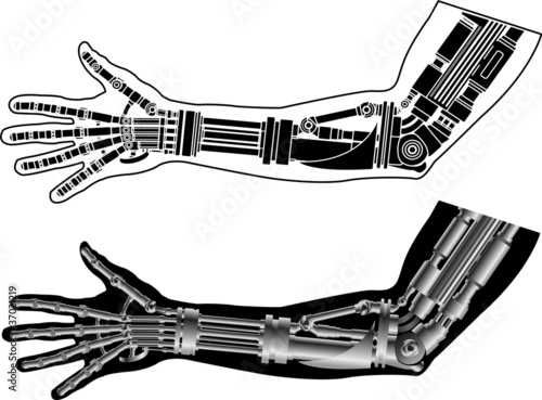 cybernetic hand with stencil. second variant