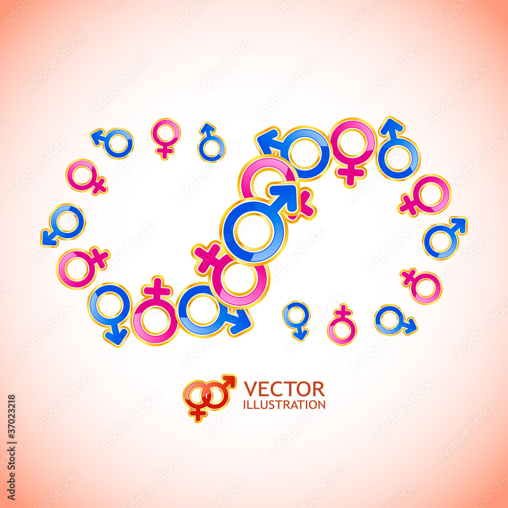 Male and female symbols. Vector abstract background. Male and female symbols. Vector abstract background.