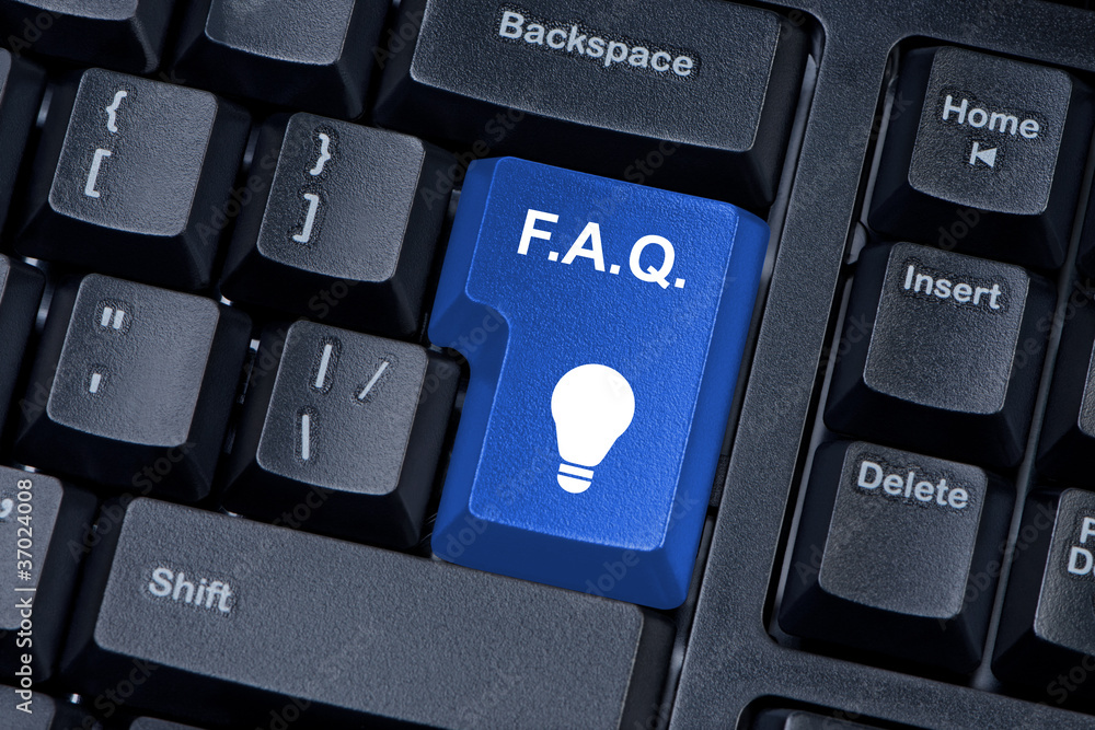 F.A.Q. blue button computer keyboard internet concept. F.A.Q. blue button computer keyboard internet concept.