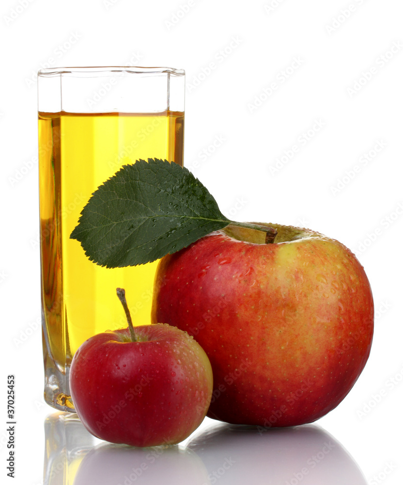 Glass of fresh apple juice isolated on white Glass of fresh apple juice isolated on white