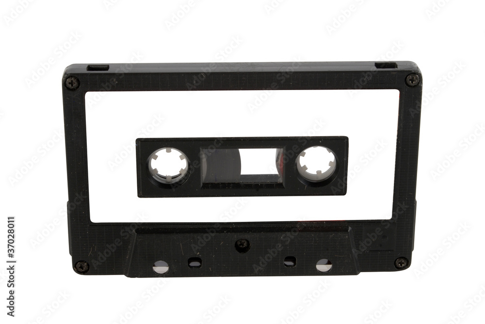 Audio cassette and label isolated with clipping path