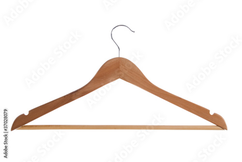 Wooden hanger isolated with clipping path